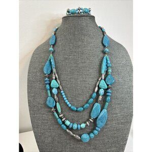 Avon NRQ faux turquoise necklace/bracelet set Western Style